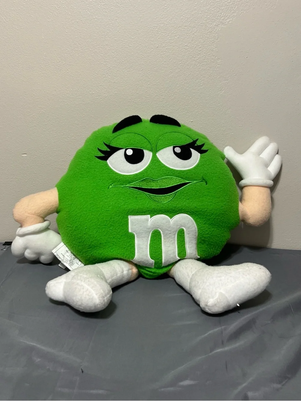 RARE Large Vintage Mars Green M&M Stuffed Plush 2004 White Boots